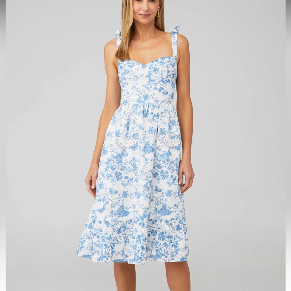 Sophia Rose Floral Eyelet Midi Dress - Picture 2 of 10